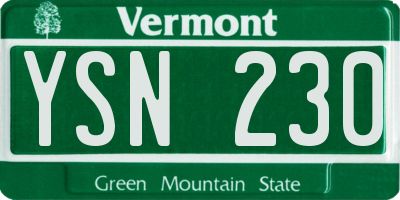 VT license plate YSN230