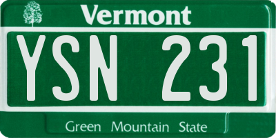 VT license plate YSN231