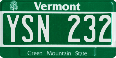 VT license plate YSN232