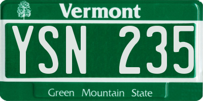 VT license plate YSN235