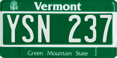 VT license plate YSN237