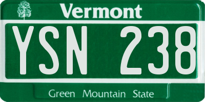 VT license plate YSN238