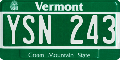 VT license plate YSN243