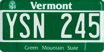 VT license plate YSN245