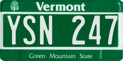VT license plate YSN247
