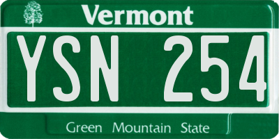 VT license plate YSN254