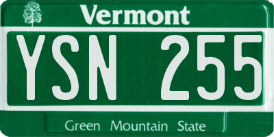 VT license plate YSN255