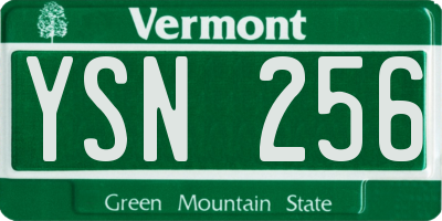 VT license plate YSN256