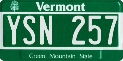 VT license plate YSN257
