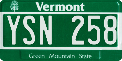VT license plate YSN258