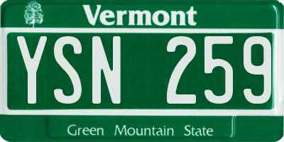 VT license plate YSN259