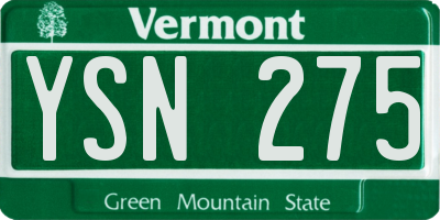 VT license plate YSN275