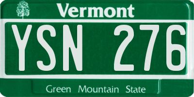 VT license plate YSN276