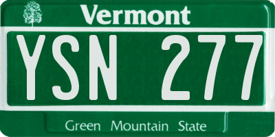 VT license plate YSN277