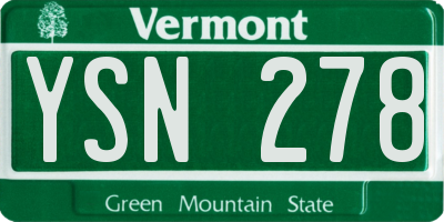 VT license plate YSN278