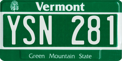VT license plate YSN281