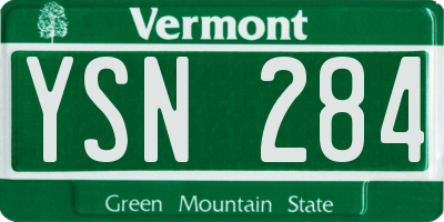VT license plate YSN284