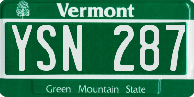 VT license plate YSN287