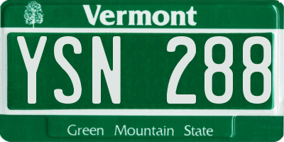 VT license plate YSN288