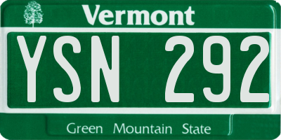 VT license plate YSN292