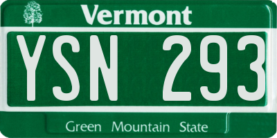 VT license plate YSN293