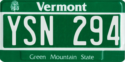 VT license plate YSN294