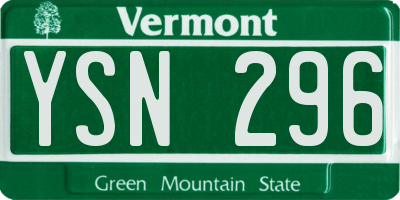 VT license plate YSN296