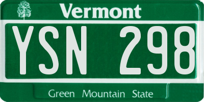 VT license plate YSN298