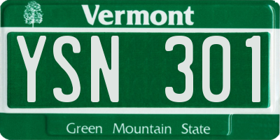 VT license plate YSN301