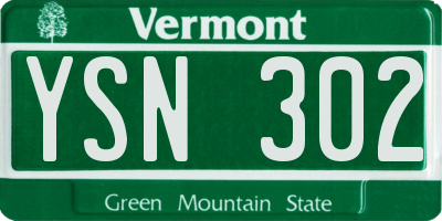 VT license plate YSN302