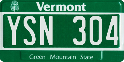 VT license plate YSN304