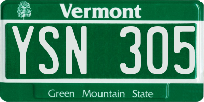 VT license plate YSN305