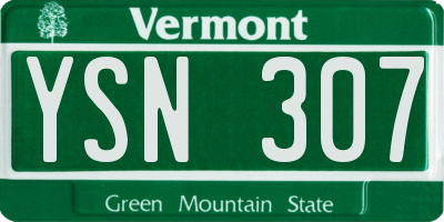 VT license plate YSN307