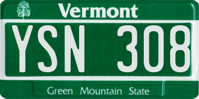 VT license plate YSN308