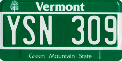 VT license plate YSN309