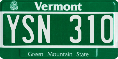 VT license plate YSN310