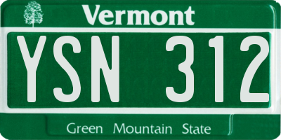VT license plate YSN312