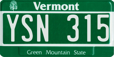 VT license plate YSN315