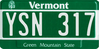 VT license plate YSN317