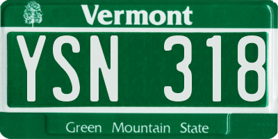 VT license plate YSN318