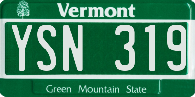 VT license plate YSN319