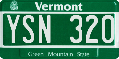 VT license plate YSN320
