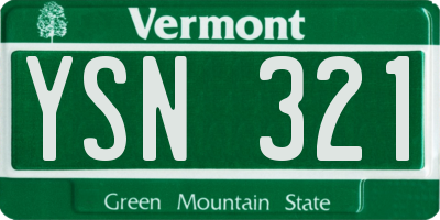 VT license plate YSN321