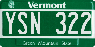 VT license plate YSN322