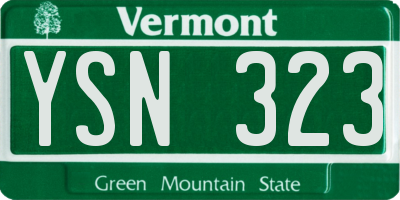 VT license plate YSN323