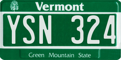 VT license plate YSN324
