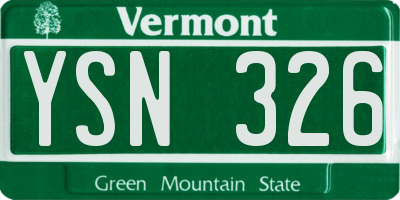 VT license plate YSN326