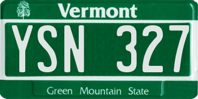 VT license plate YSN327
