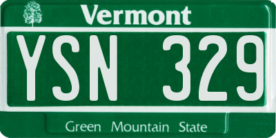 VT license plate YSN329