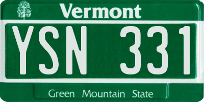 VT license plate YSN331